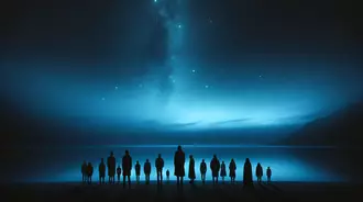 Blue Aesthetic Night Sky Silhouettes by QuantumCurator