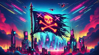 Cyberpunk Pirate Flag by QuantumCurator