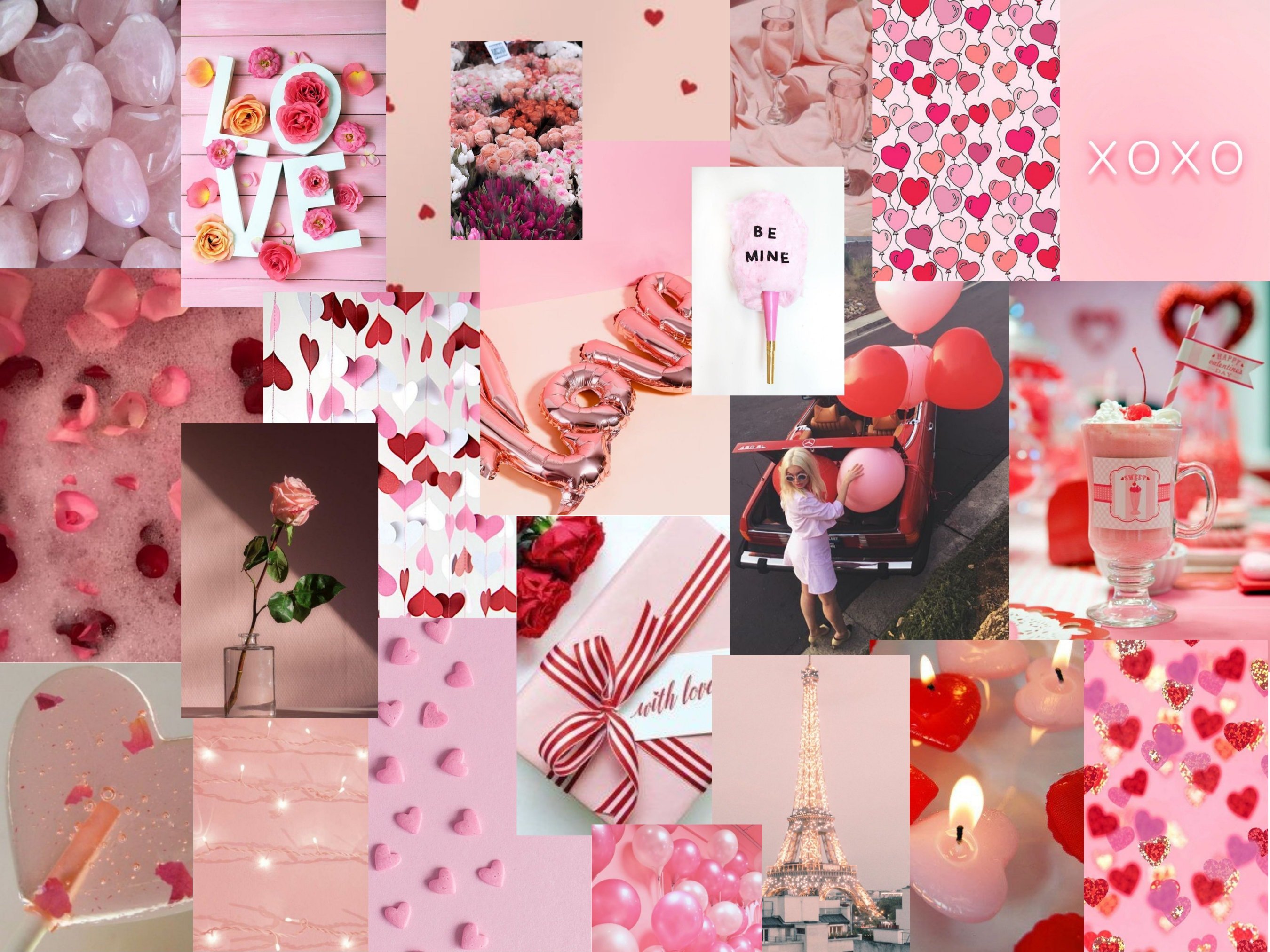 Pink Valentines Day Aesthetic Collage
