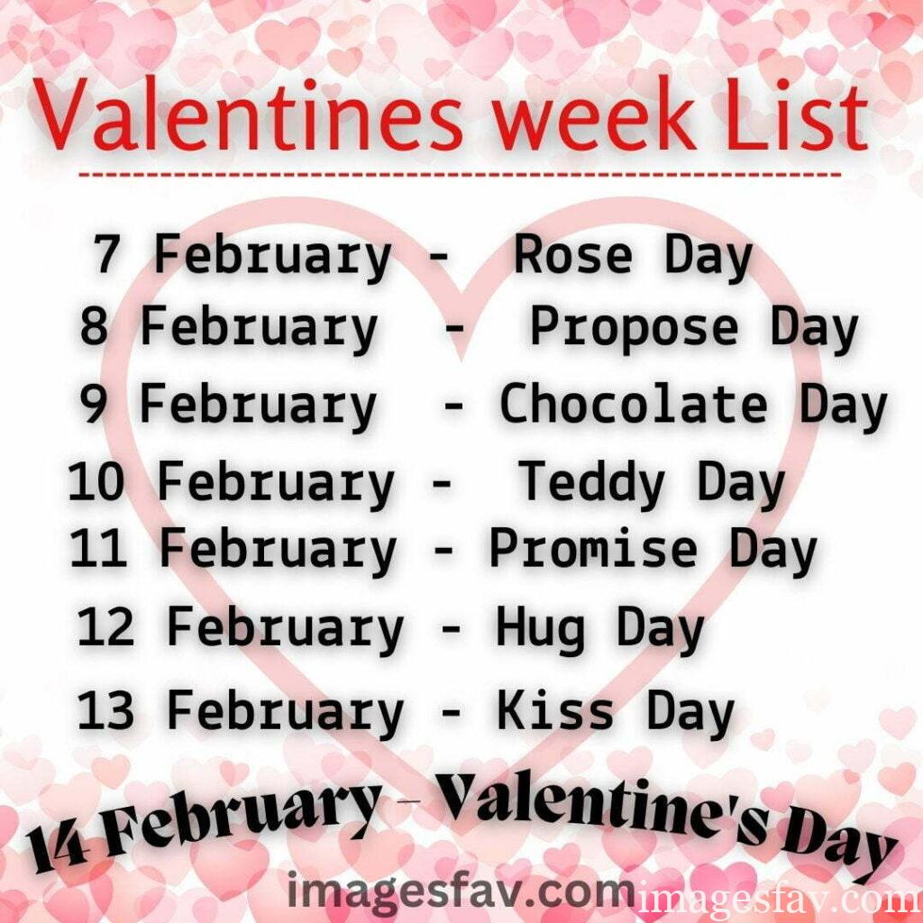 Free Valentines Week List 2024
