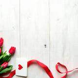 Wallpapers Valentine's Day, 5k, 4k wallpaper, 8k, flowers, tulips, hearts, ribbon, love, Nature