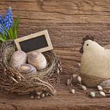 Easter eggs and basket out of wood